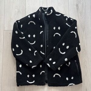Lazy Oaf Black and White Smiley Puffer Jacket